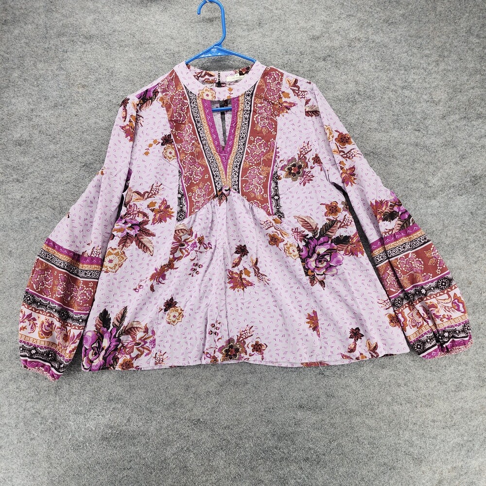 Maurices Shirt Womens Medium Long Sleeve Purple Floral